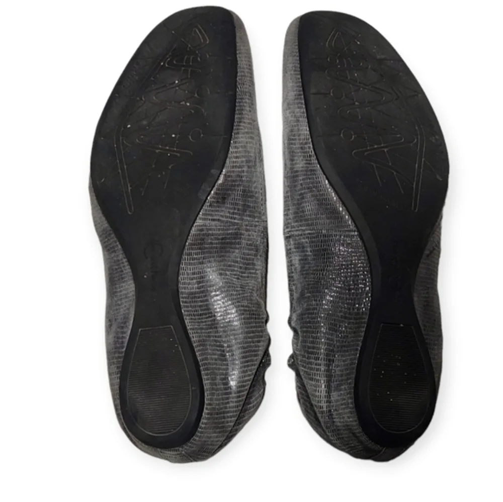 Earthies Ballet Flats Women Textured Snakeskin Comfort Pewter Gray 10M